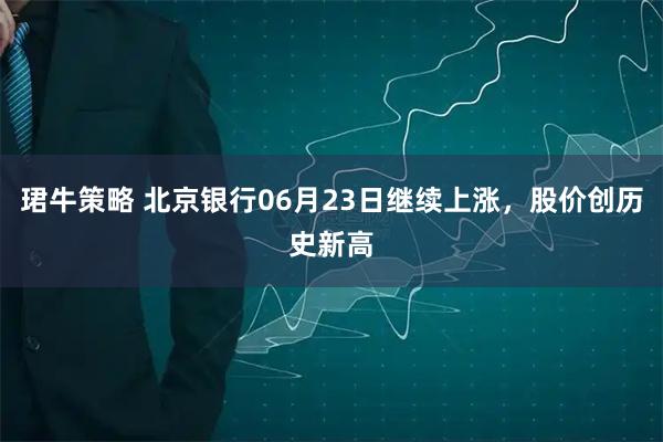 珺牛策略 北京银行06月23日继续上涨，股价创历史新高